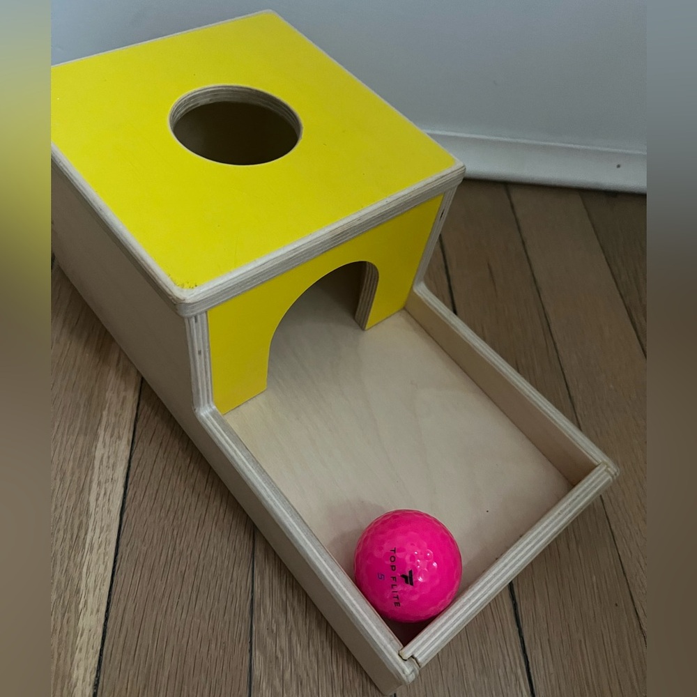 Lovevery | wooden ball drop (with pink golf ball)